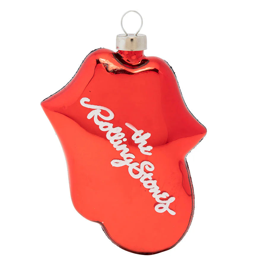 Kat & Annie Rolling Stones Tongue Glass Ornament