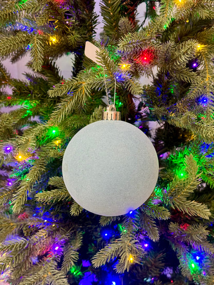 5 Inch Light Blue Smooth Flocked Ornament Ball