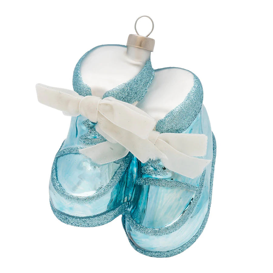 Kat And Annie It's A Boy! Booties Glass Ornament