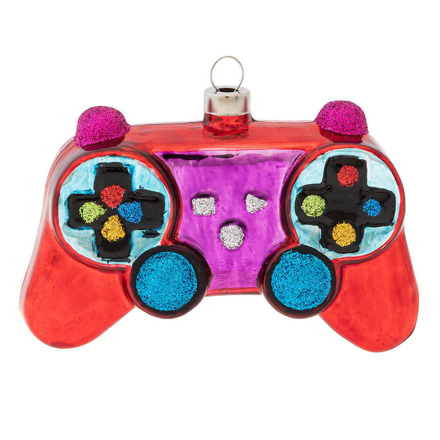 Kat And Annie Video Game Controller Glass Ornament