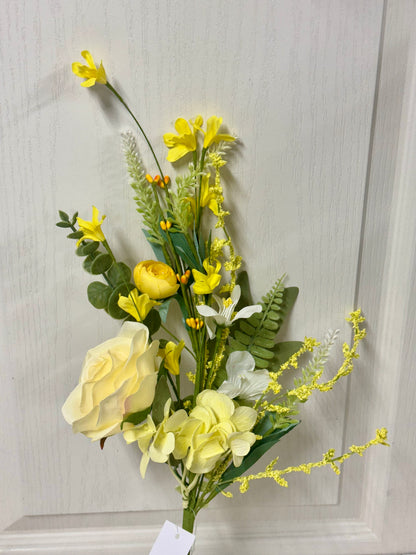 19 Inch Yellow Rose And Hydrangea Flower Spray