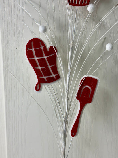 30 Inch Red And White Felt Baking Spray