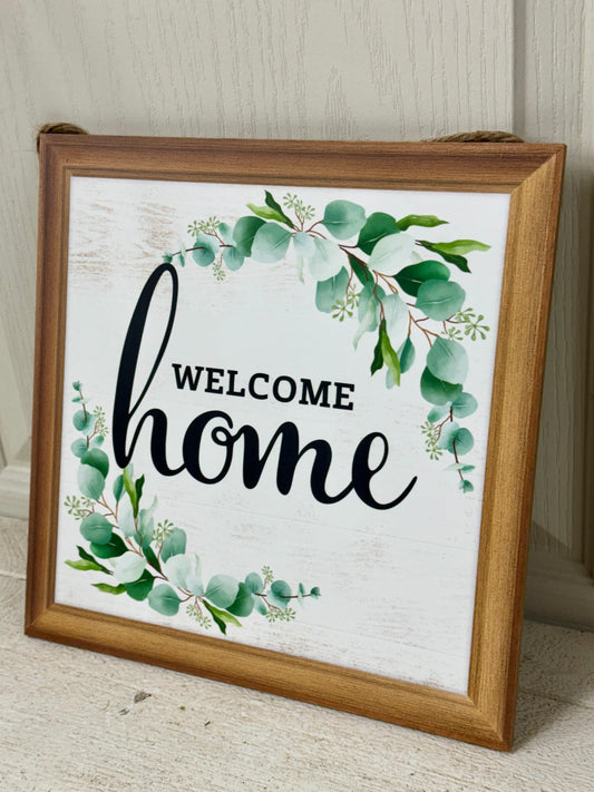 10 Inch Welcome Home Eucalyptus Wooden Sign