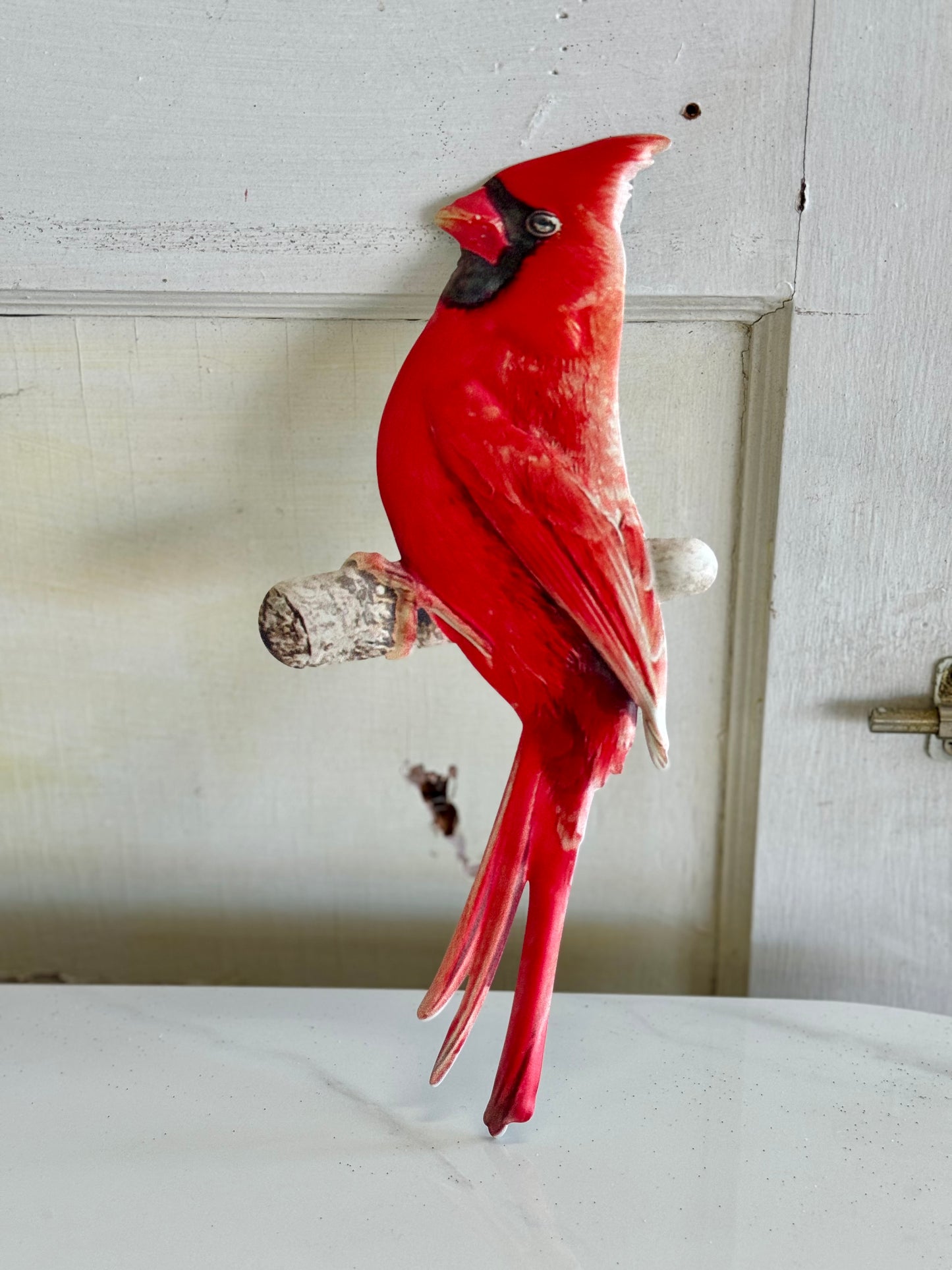 10.5 Inch Metal Cardinal On Branch Sign