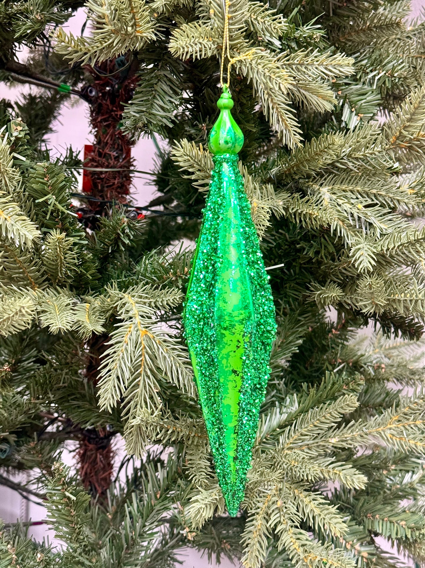 10.5 Inch Emerald Green Finial Ornament