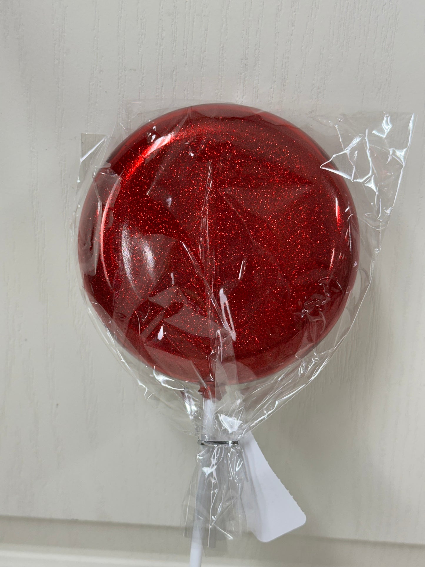 5 Inch Red Glitter Lollipop With Stick
