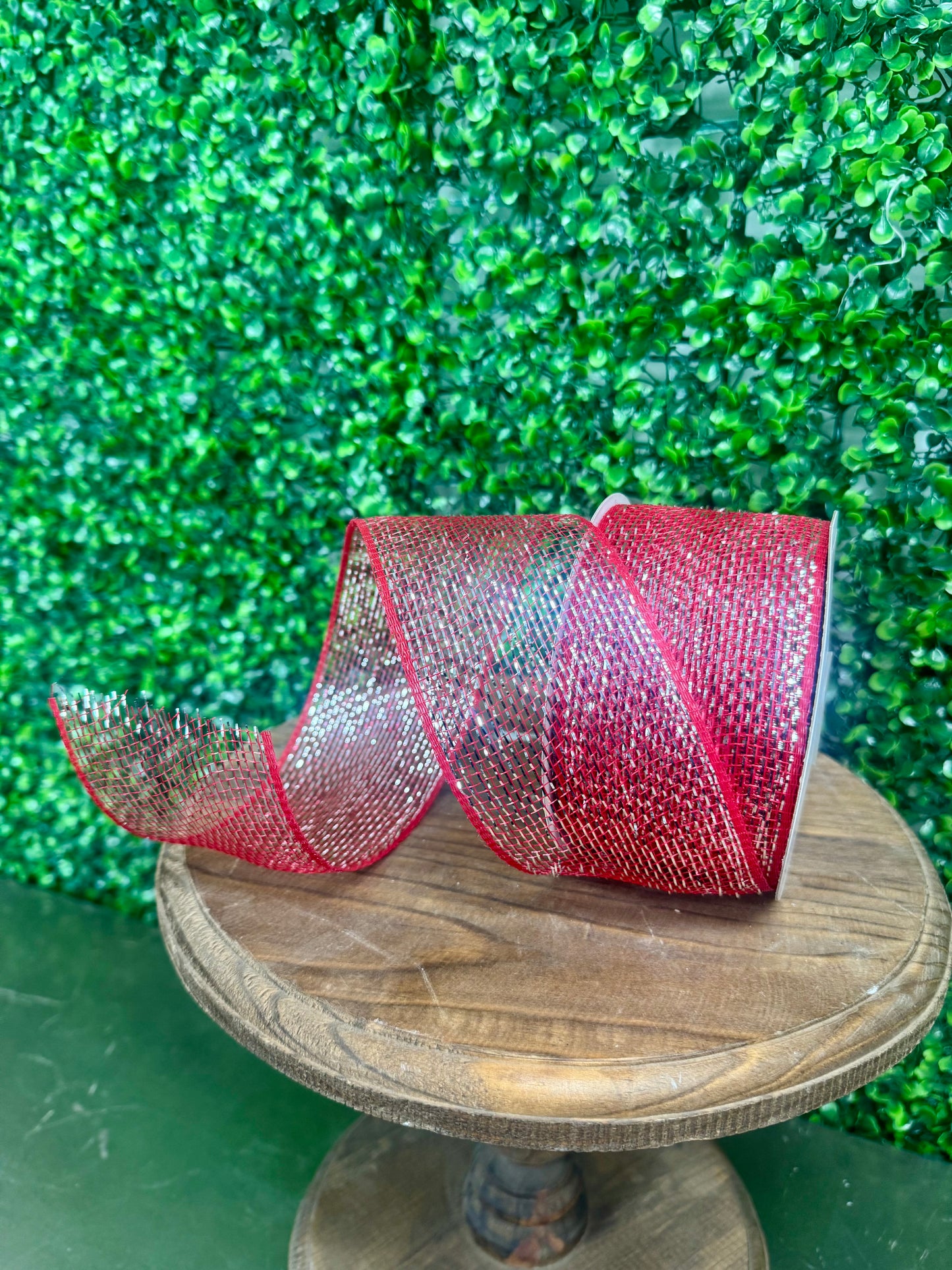 3 Inch by 20 Yards Red with Silver Glamour Designer Netting