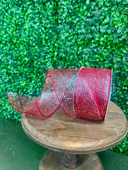 3 Inch by 20 Yards Red with Silver Glamour Designer Netting