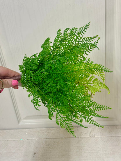 13 Inch Green Leather Fern Spray