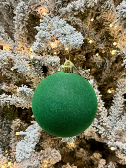 5 Inch Emerald Green Smooth Flocked Ornament Ball