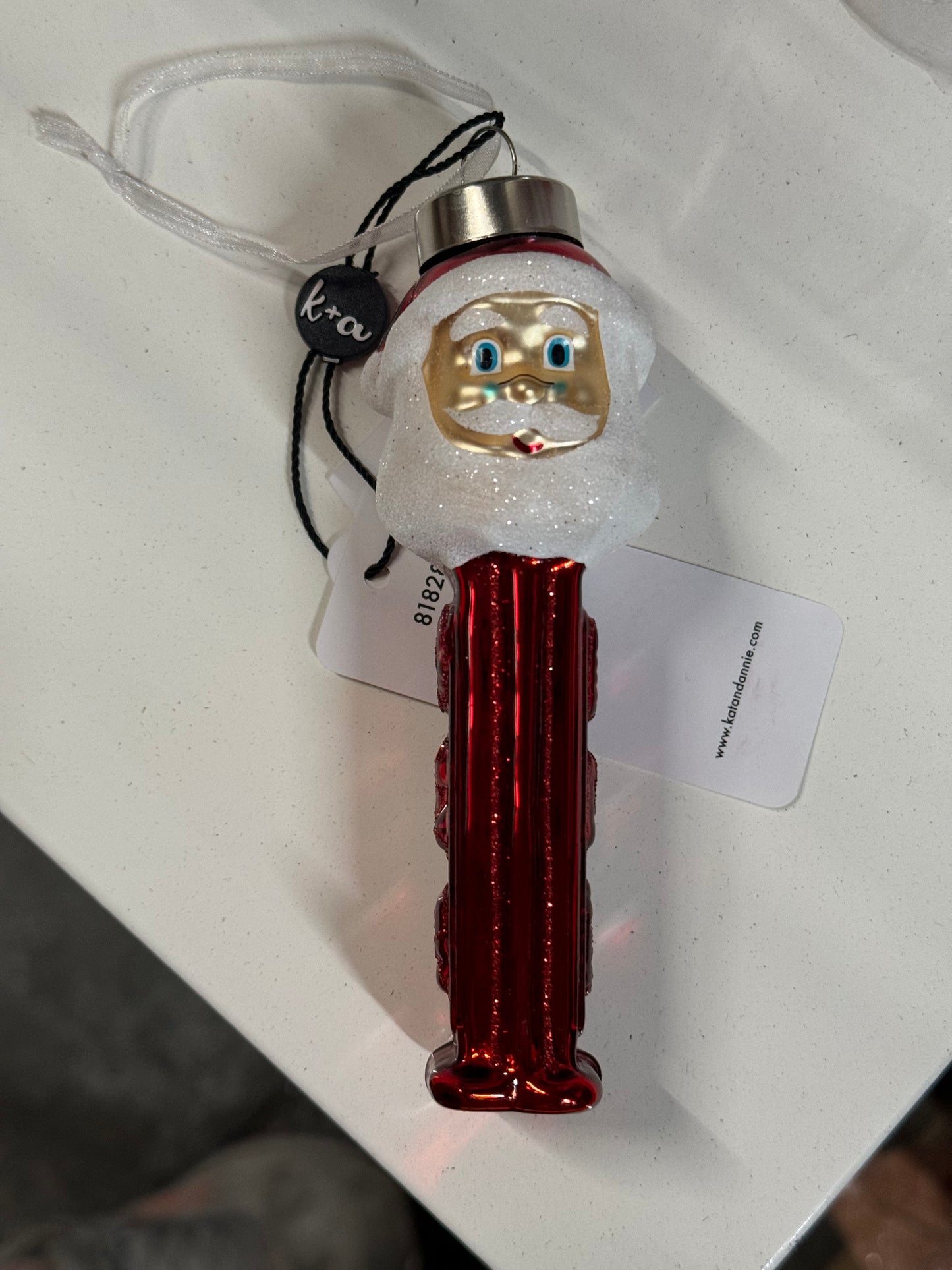 Kat And Annie Santa Pez Dispenser Glass Ornament