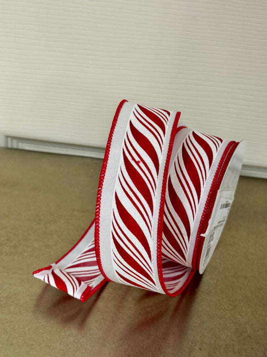 1.5 Inch By 10 Yard Red And White Peppermint Twist Ribbon