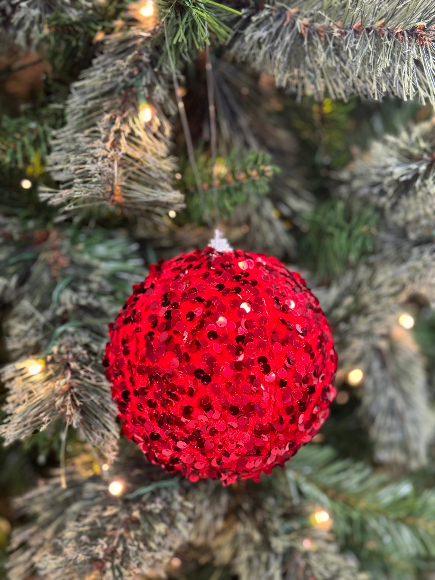 4.75 Inch Red Fabulous Fur Sequin Ball Ornament