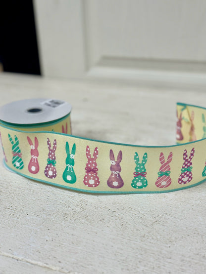 2.5 Inch By 10 Yard Pastel Bunny Silhouettes Ribbon