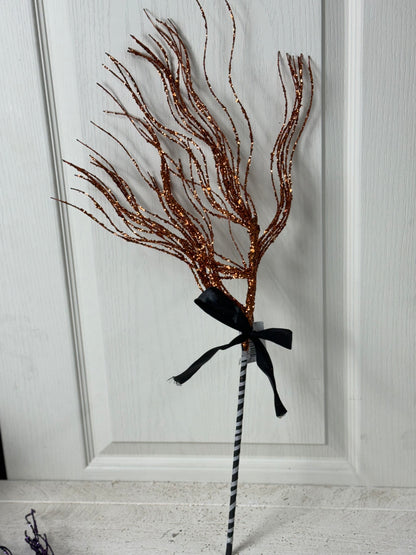 24 Inch Glitter Twig Broom Three Styles