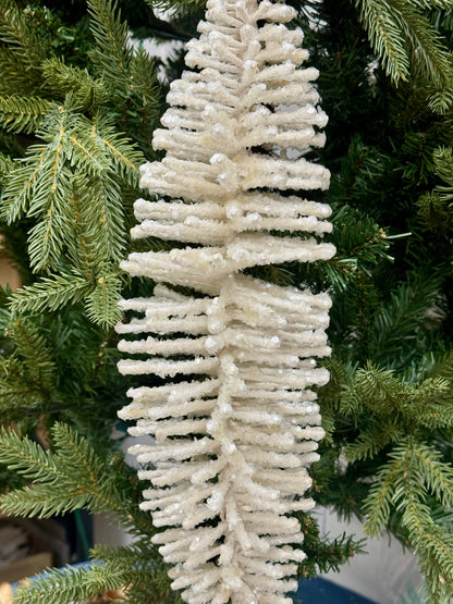 19.5 Inch White Iridescent Glitter Finial Ornament