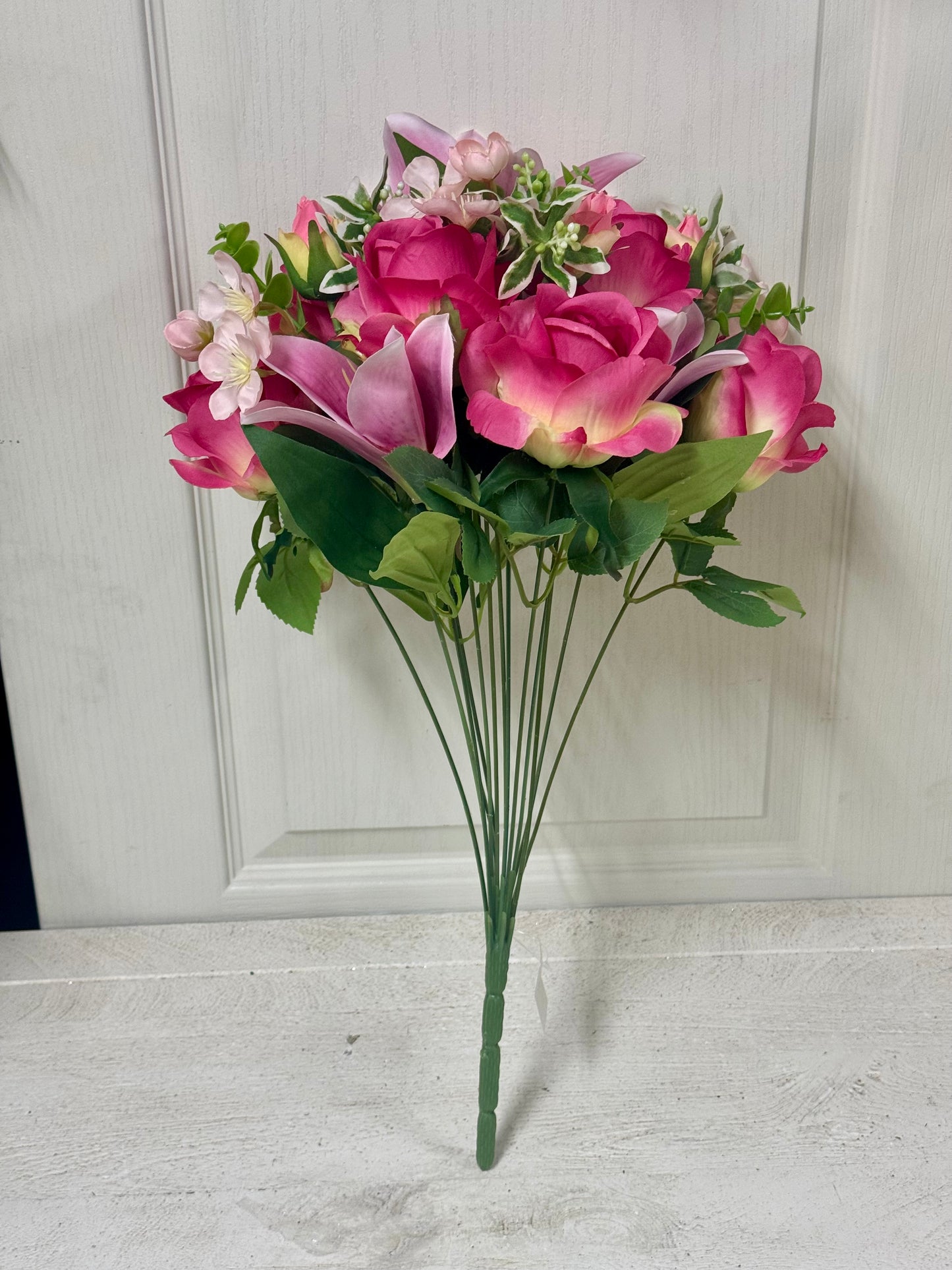 14 Inch Beauty Pink Rose And Lily Mix Bush