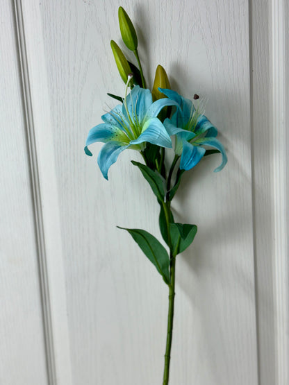 34.5 Inch Blue Tiger Lily Floral Stem