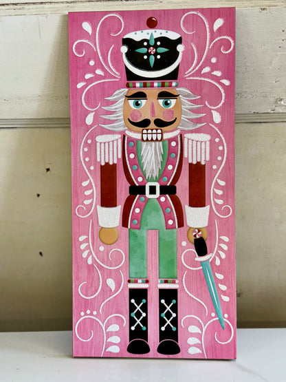 12.5 Inches Tall Glitter Pink Nutcracker Sign