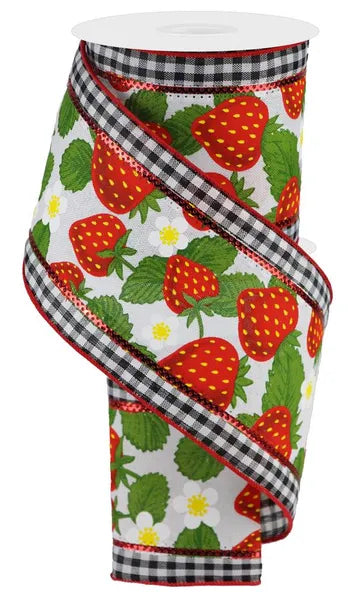 4 Inch By 10 Yard Strawberry Check Ribbon