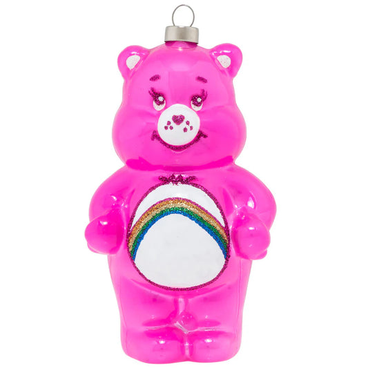 Kat And Annie Pink Cheer Bear Glass Ornament