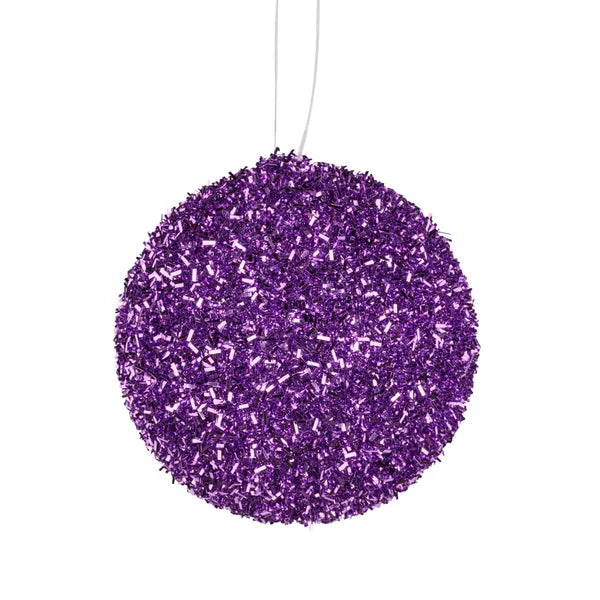 5 Inch Purple Foil Glitter Ornament Ball