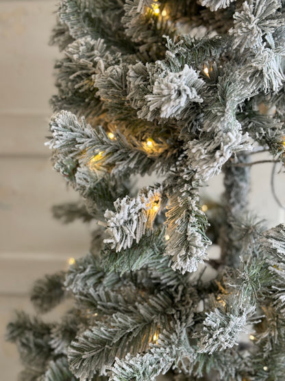 Home Accents Holiday 6.5ft Festive Pine Flocked LED Pre Lit Tree Open Box