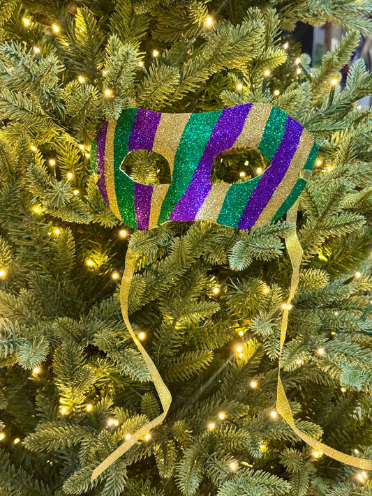 8 Inch Mardi Gras Stripe Masquerade Mask