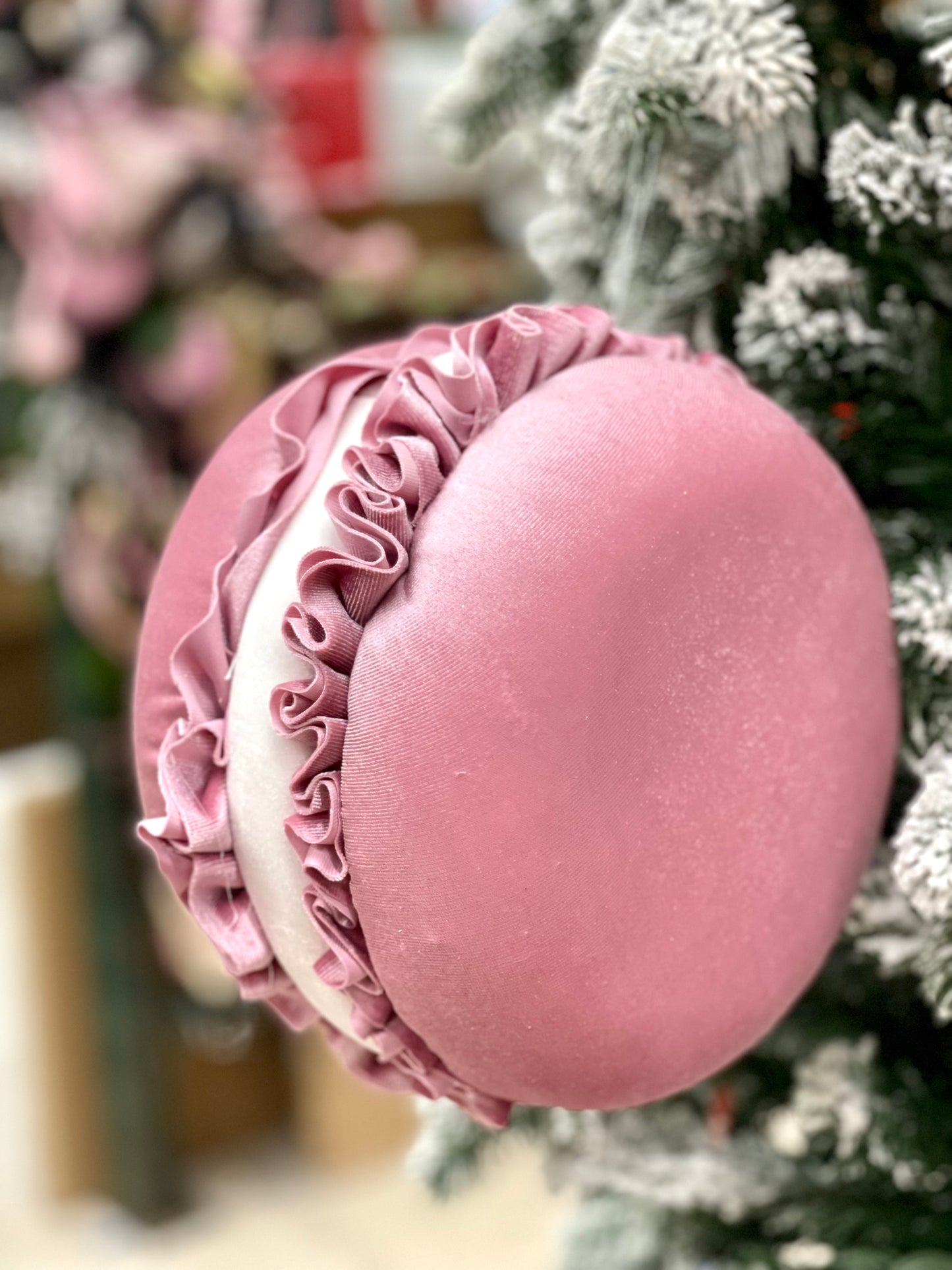 8.5 Inch Mauve Pink Fabric Scrumptious Macaroon Ornament
