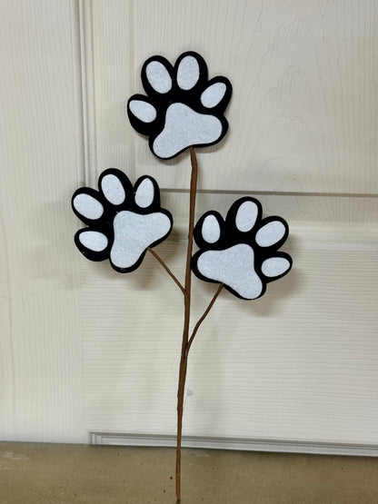13.5 Inch Black And White Felt Pawprint Spray