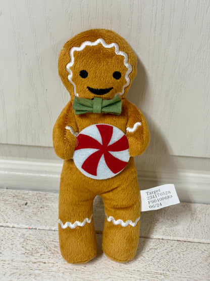 8 Inch Plush Gingerbead Holding A Peppermint