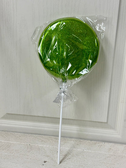 6 Inch Lime Green Glitter Lollipop With Stick