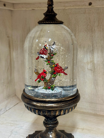12.25 Inch Cardinal Water Spinning LED Snow Globe With Timer