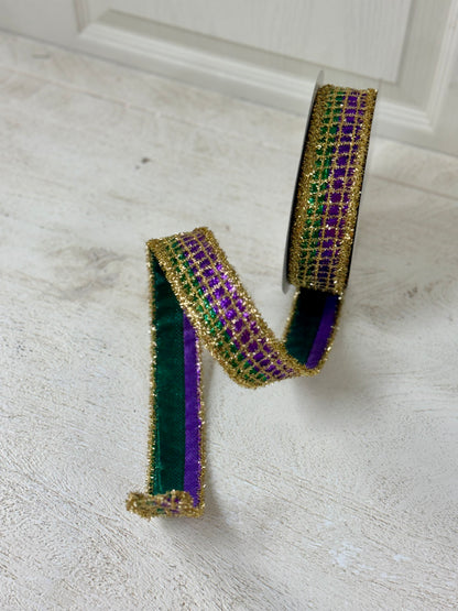 1.5 Inch By 10 Yard Mardi Gras Gold Tinsel Ribbon