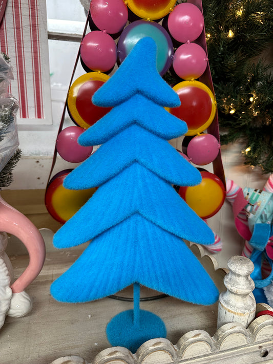 Flocked Whimsical Tree Six Assorted Colors