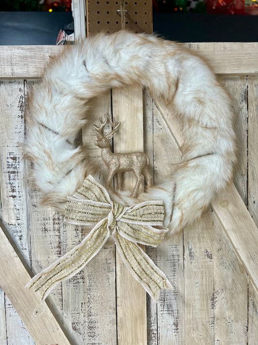 Home Reflections 20" Woodland Faux Fur Wreath