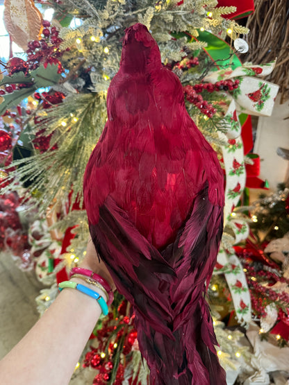 18 Inch Red Feather Sitting Cardinal