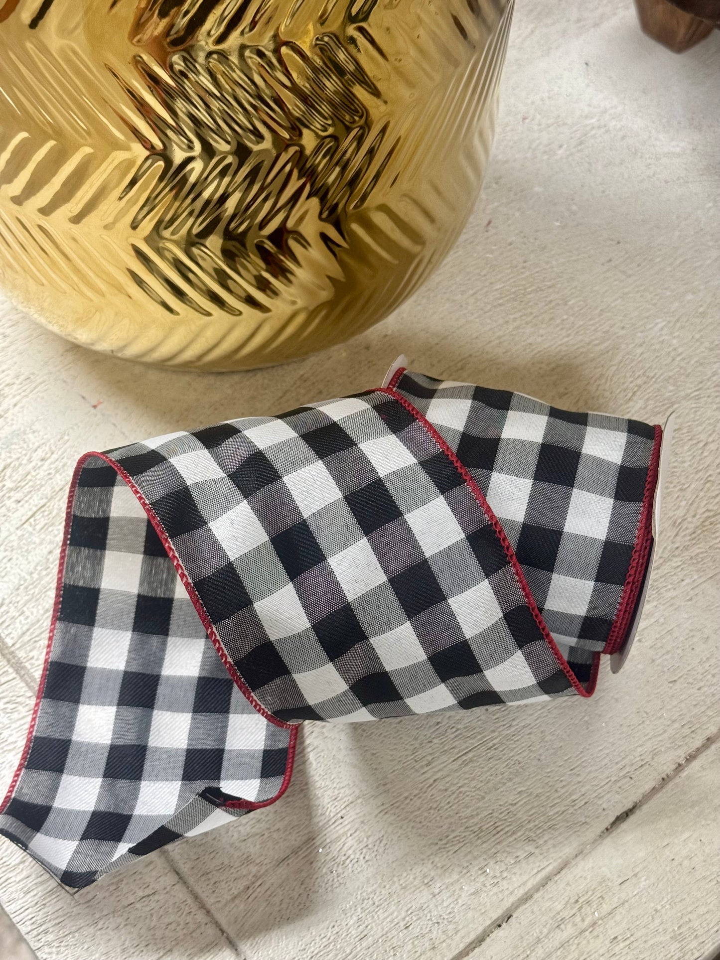 4 Inch By 10 Yard Black And Red Celine Plaid Ribbon