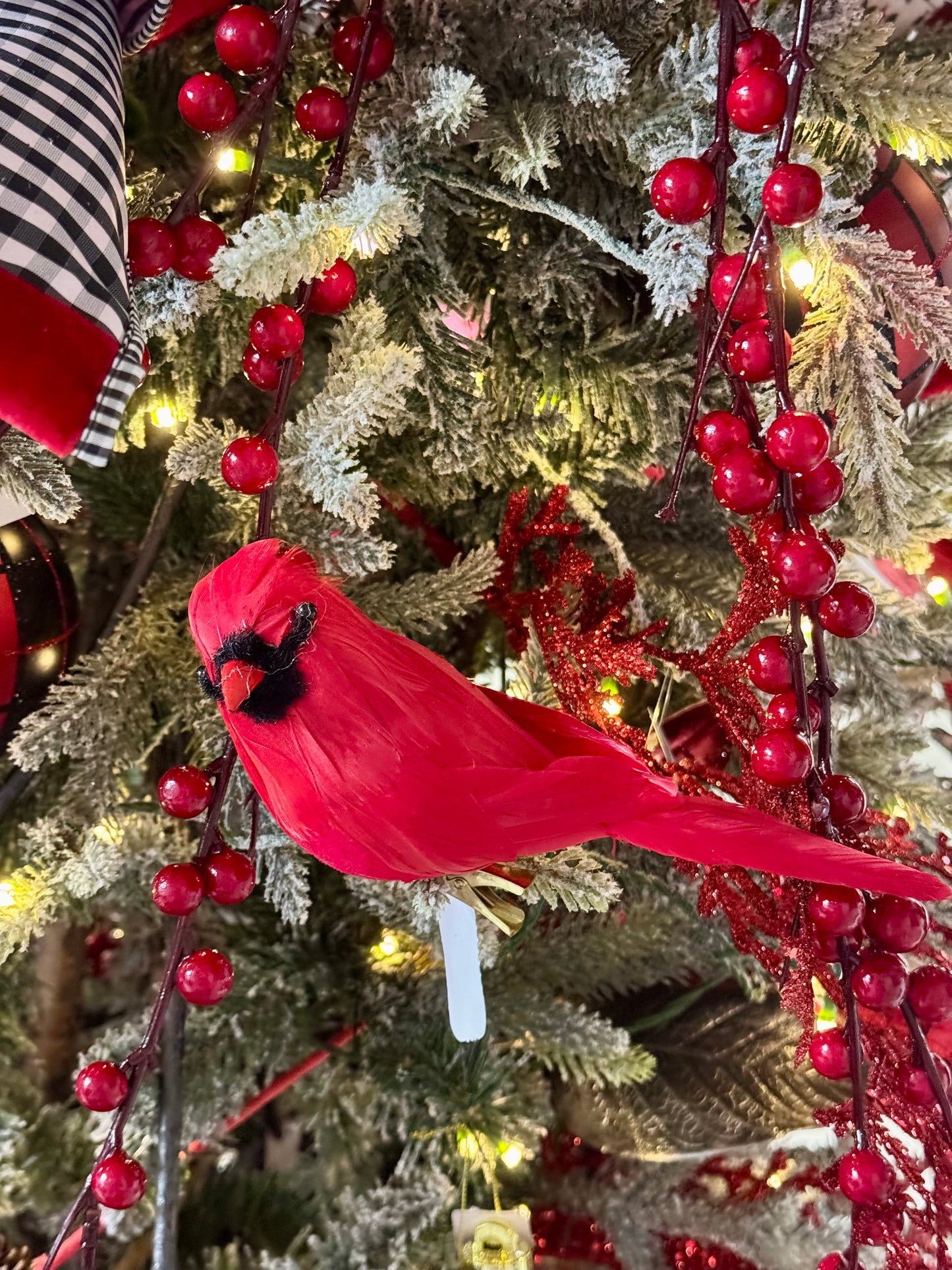 7 Inch Red Feather Cardinal With Clip