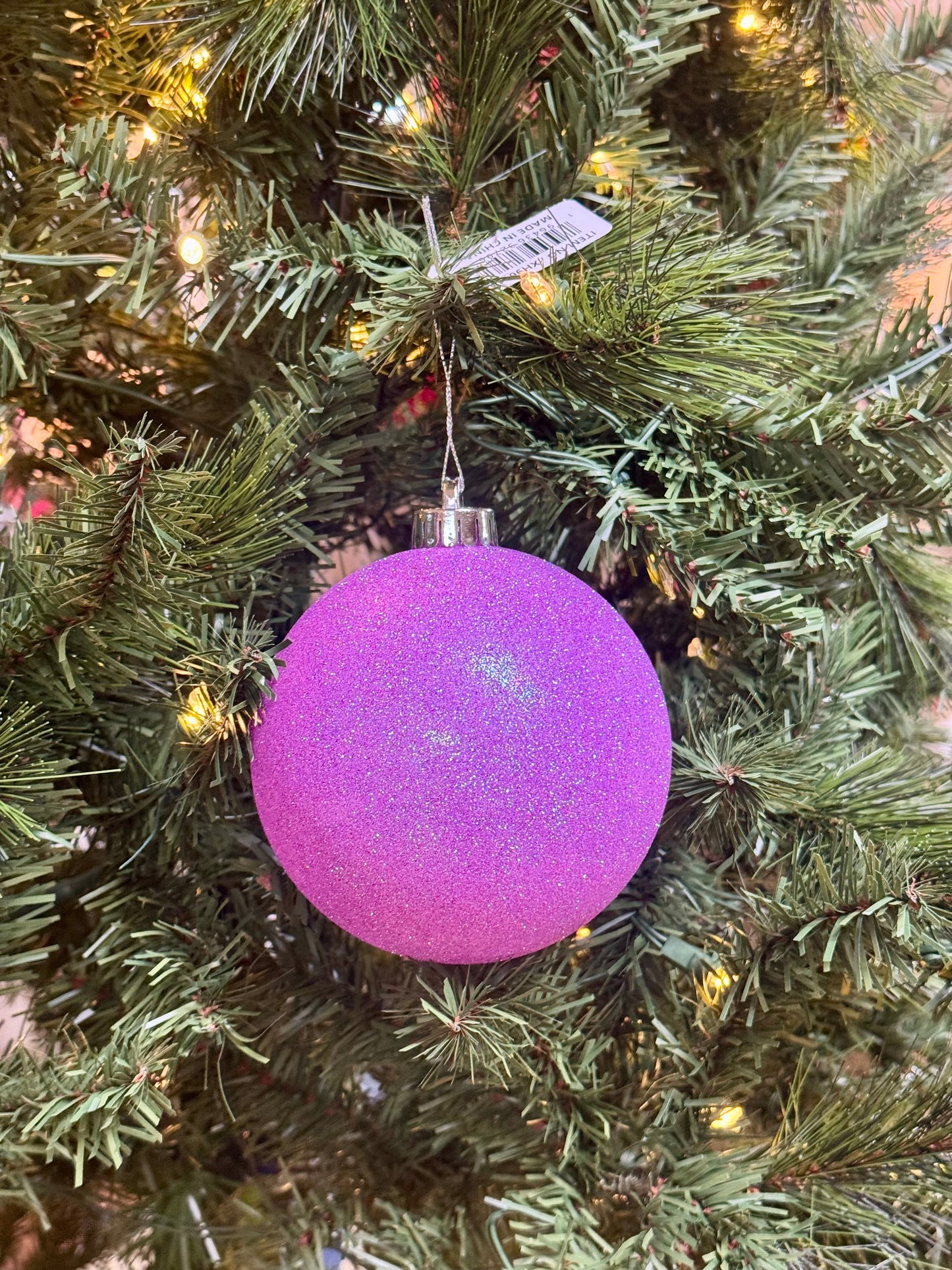 5 Inch Lavender Iridescent Glitter Ornament Ball