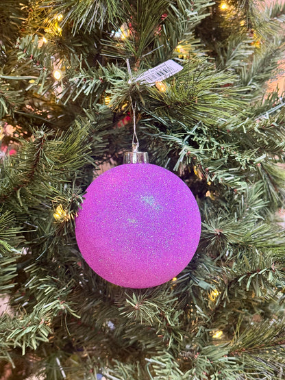 5 Inch Lavender Iridescent Glitter Ornament Ball