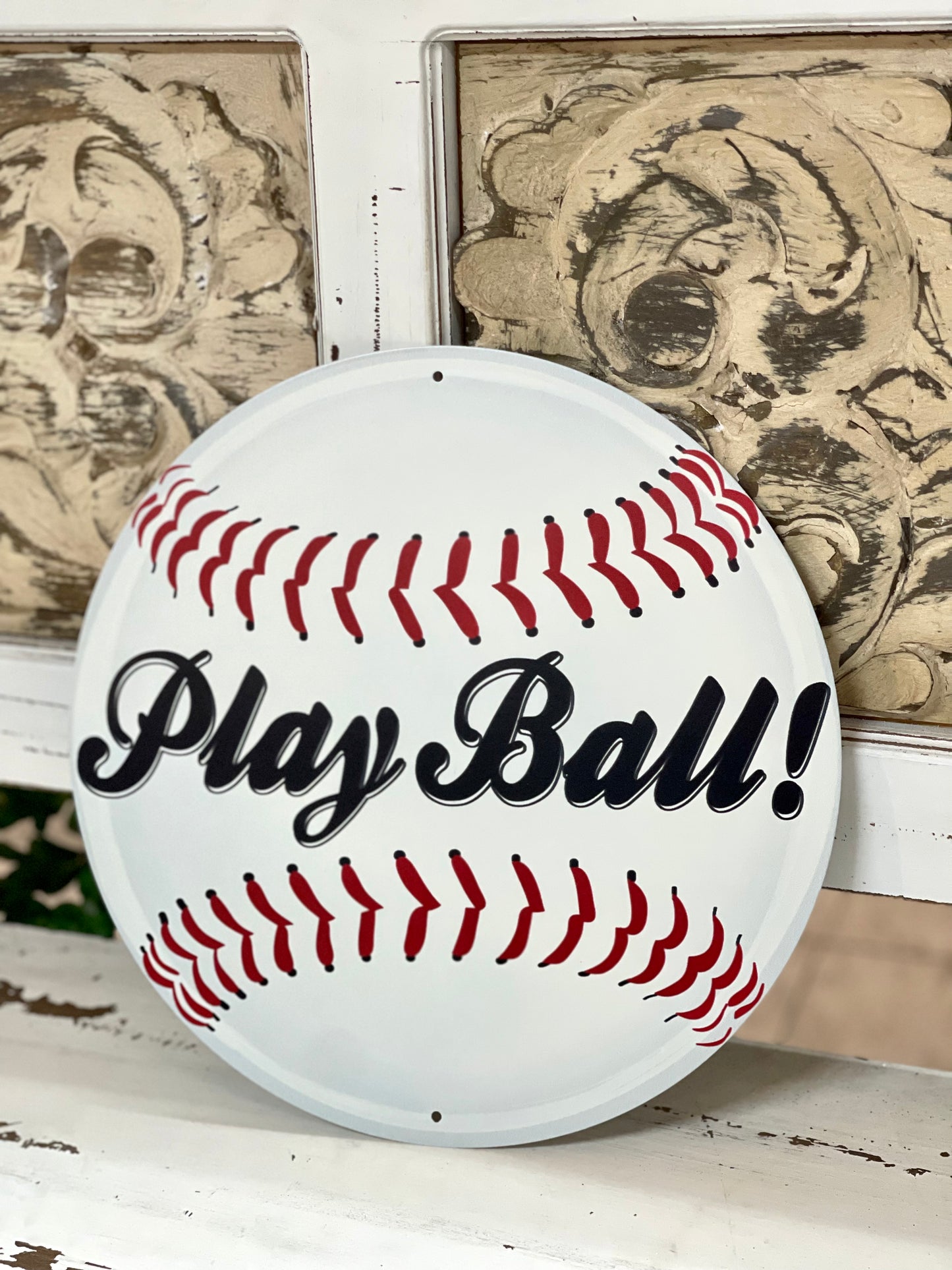 12 Inch Play Ball Baseball Metal Sign