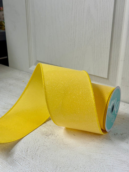 4 Inch By 10 Yard Yellow Crystal Shine Ribbon