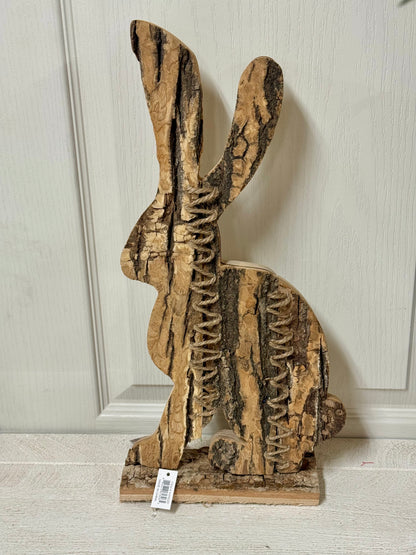 17 Inch Natural Oak Bark Standing Rabbit