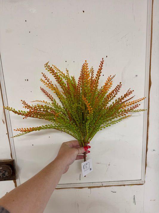16 Inch Orange And Green Fall Bead Grass Bush