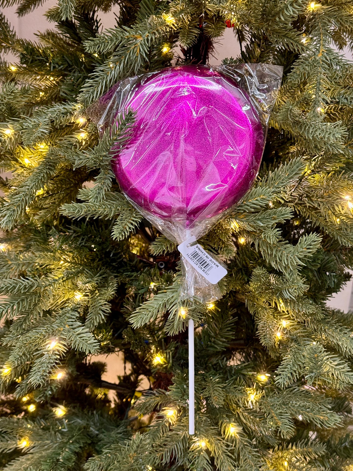 6 Inch Hot Pink Glitter Lollipop With Stick
