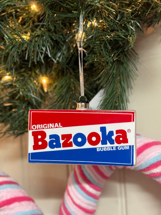 Kat And Annie Bazooka Bubble Gum Glass Ornament