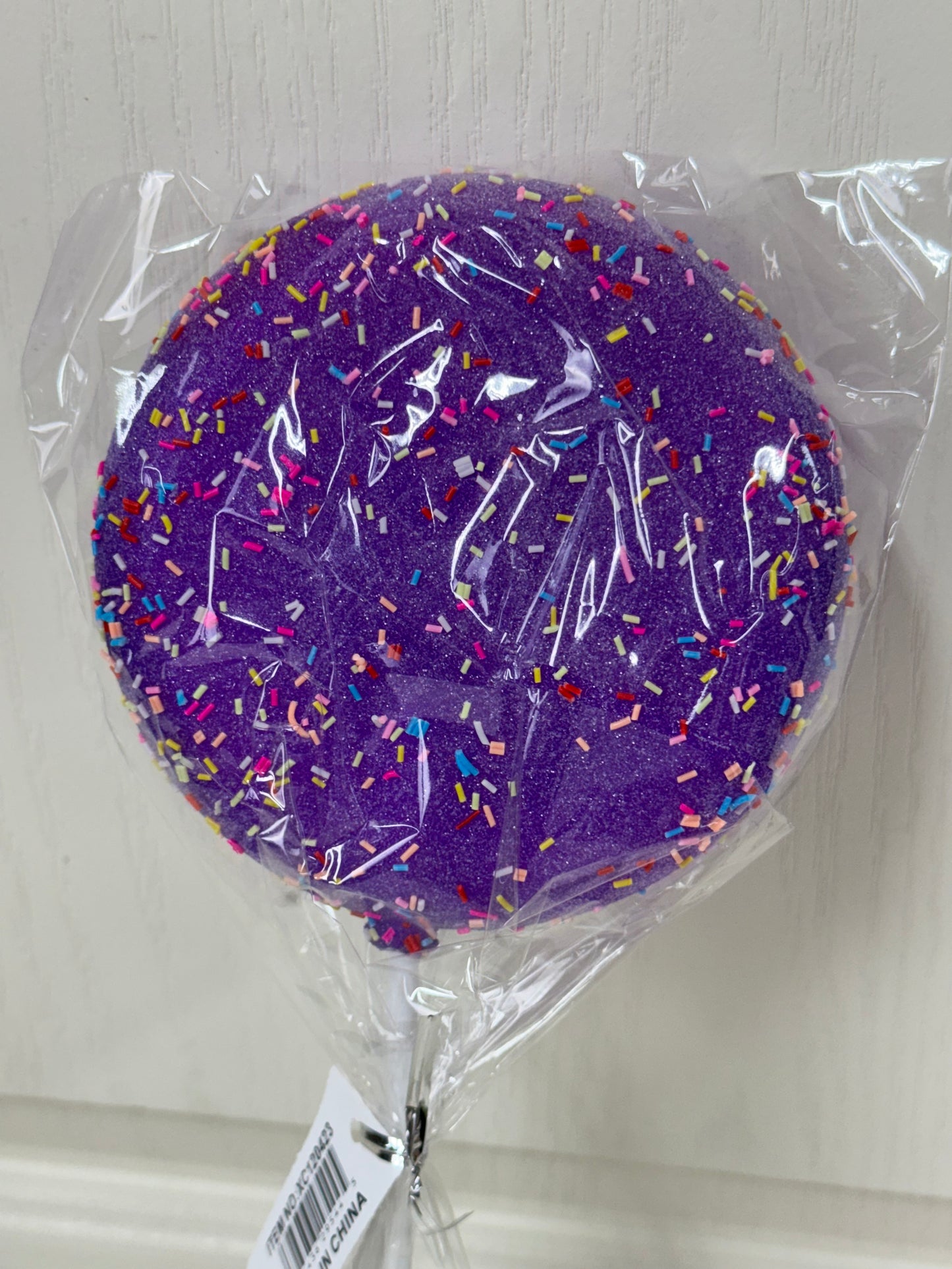 5 Inch Purple Glitter Sprinkle Lollipop Stick