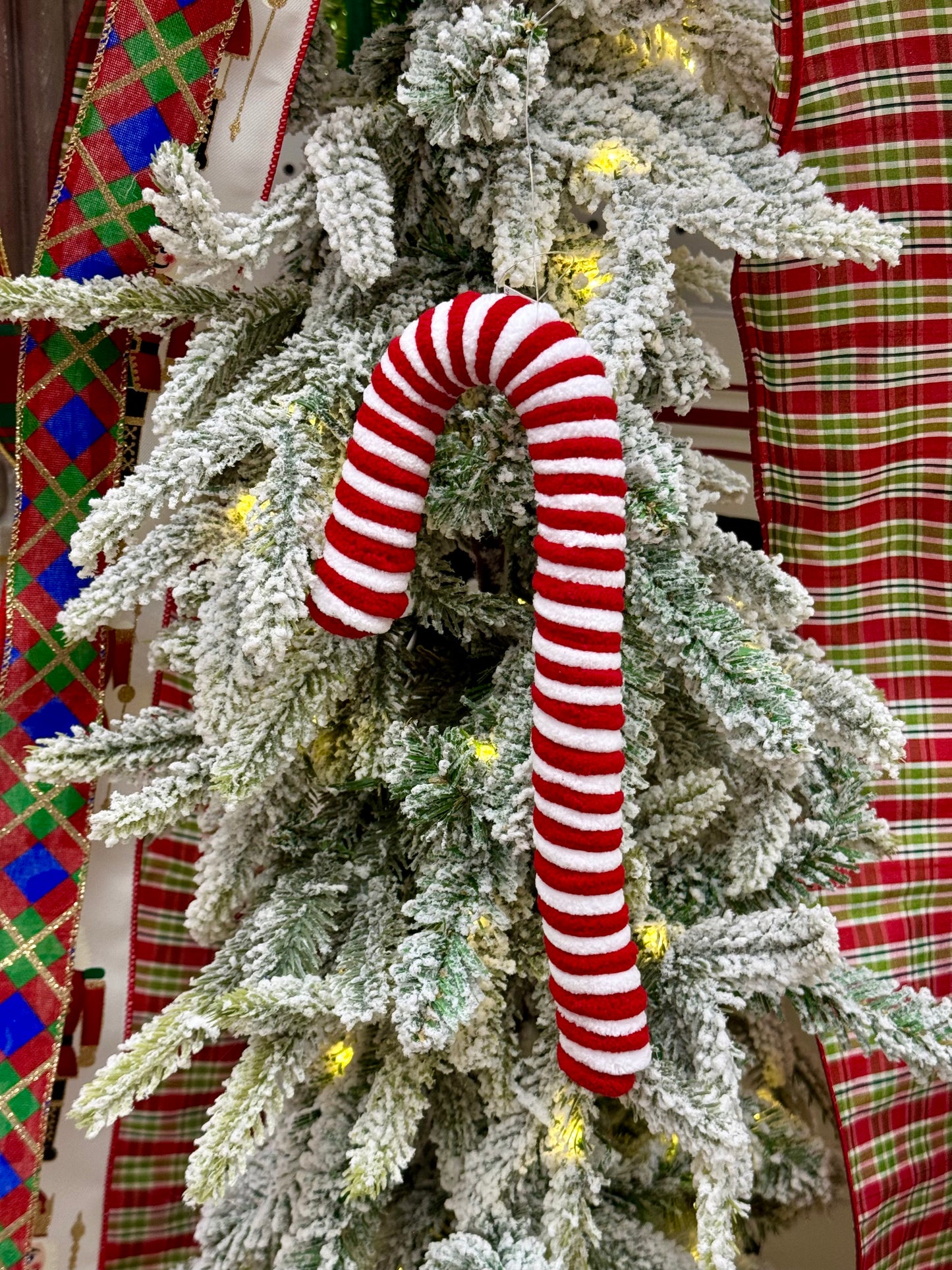9.25 Inch Red And White Rope Candy Cane Ornament