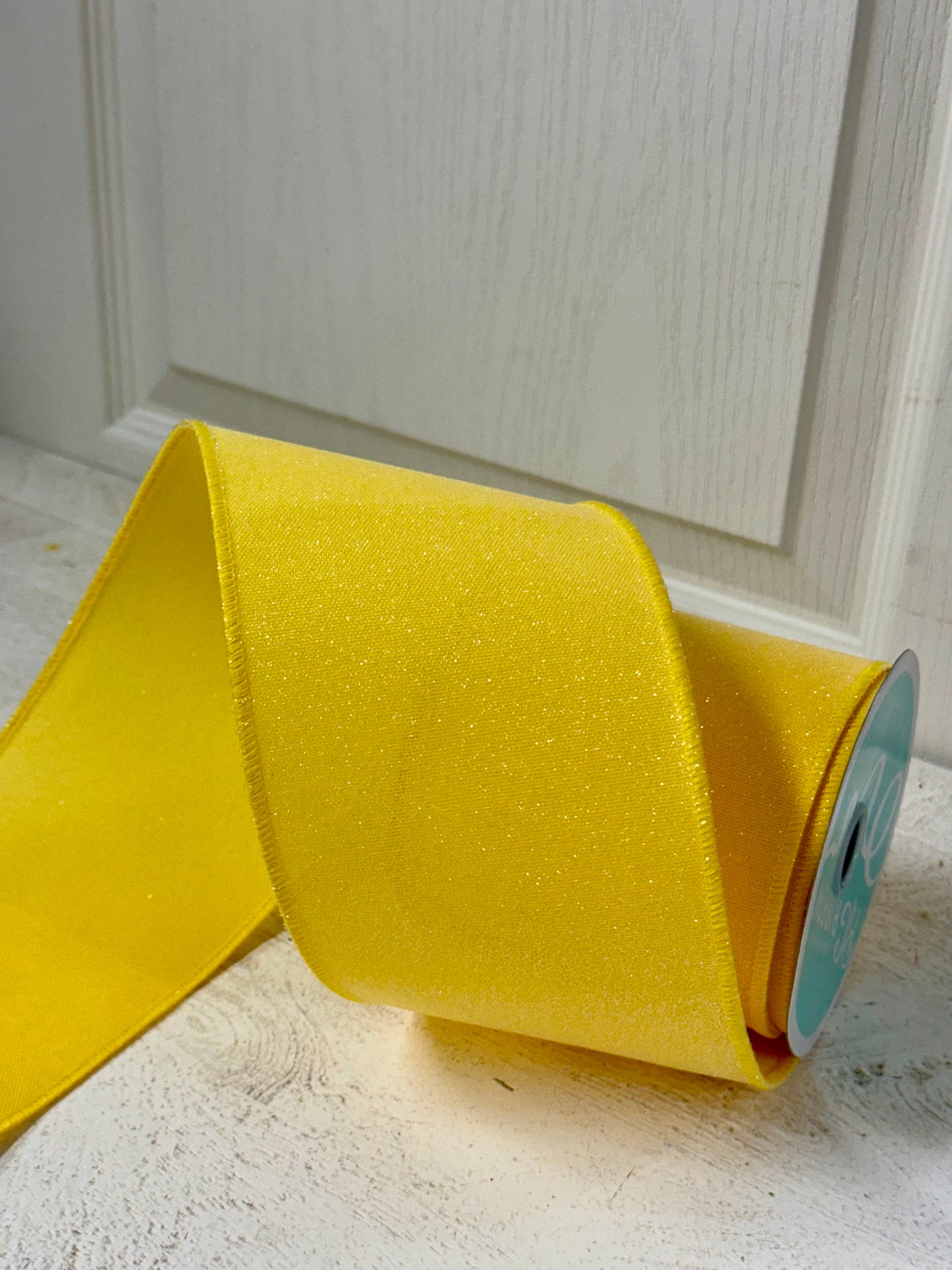 4 Inch By 10 Yard Yellow Crystal Shine Ribbon